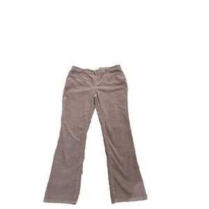 St. John's Bay Pants Womens 14 Corduroy Gray Straight Leg Stretch Mid Rise Prep